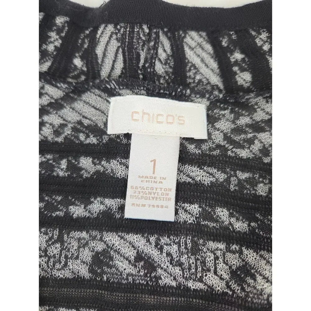 Chico's Dazzling Decoration Lyndie Cardigan Sweater Women's 1 Black Fair Isle